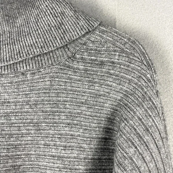 Anthropologie Moth Cowl Neck Sweater Women Large Gray Ribbed Soft Minimal Slouch - Picture 14 of 16